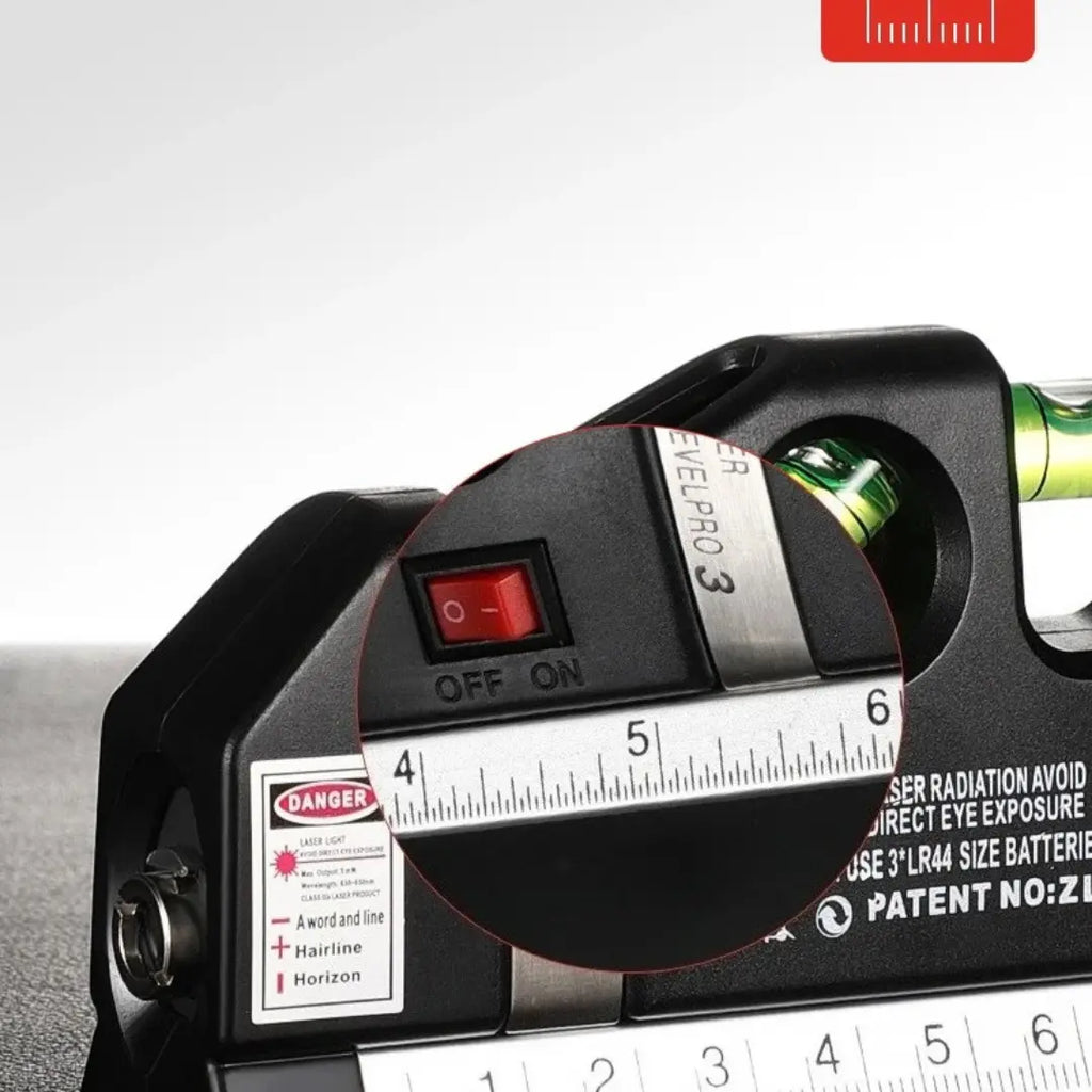 Niveau Laser Professionnel 4-en-1 avec Règle, Échelle et Triple Niveau à Bulle