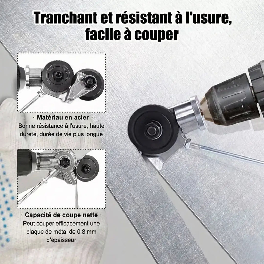 Accessoire de perceuse pour découpe de tôle