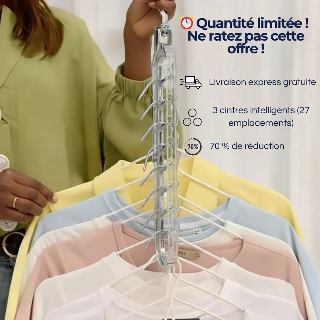 🧥Smart CINTRE PRO  9-en-1 – Le Porte-Cintres Intelligent qui Transforme Votre Garde-Robe !