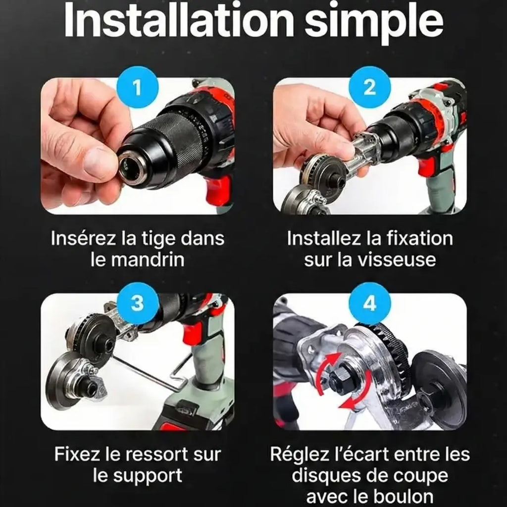 Accessoire de perceuse pour découpe de tôle