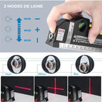 Niveau Laser Professionnel 4-en-1 avec Règle, Échelle et Triple Niveau à Bulle