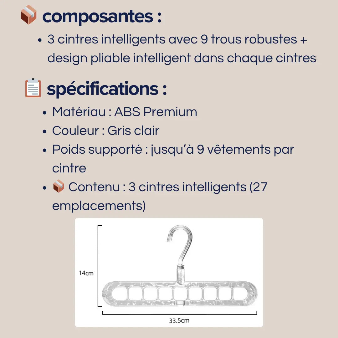 🧥Smart CINTRE PRO  9-en-1 – Le Porte-Cintres Intelligent qui Transforme Votre Garde-Robe !