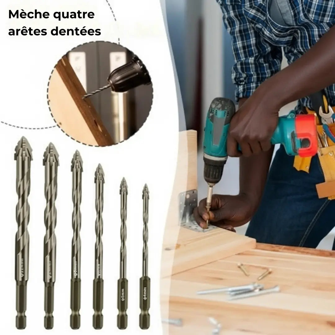Kit de Forets Excentriques à Quatre Cannelures et Tête Scie (6 Pièces)🛠️