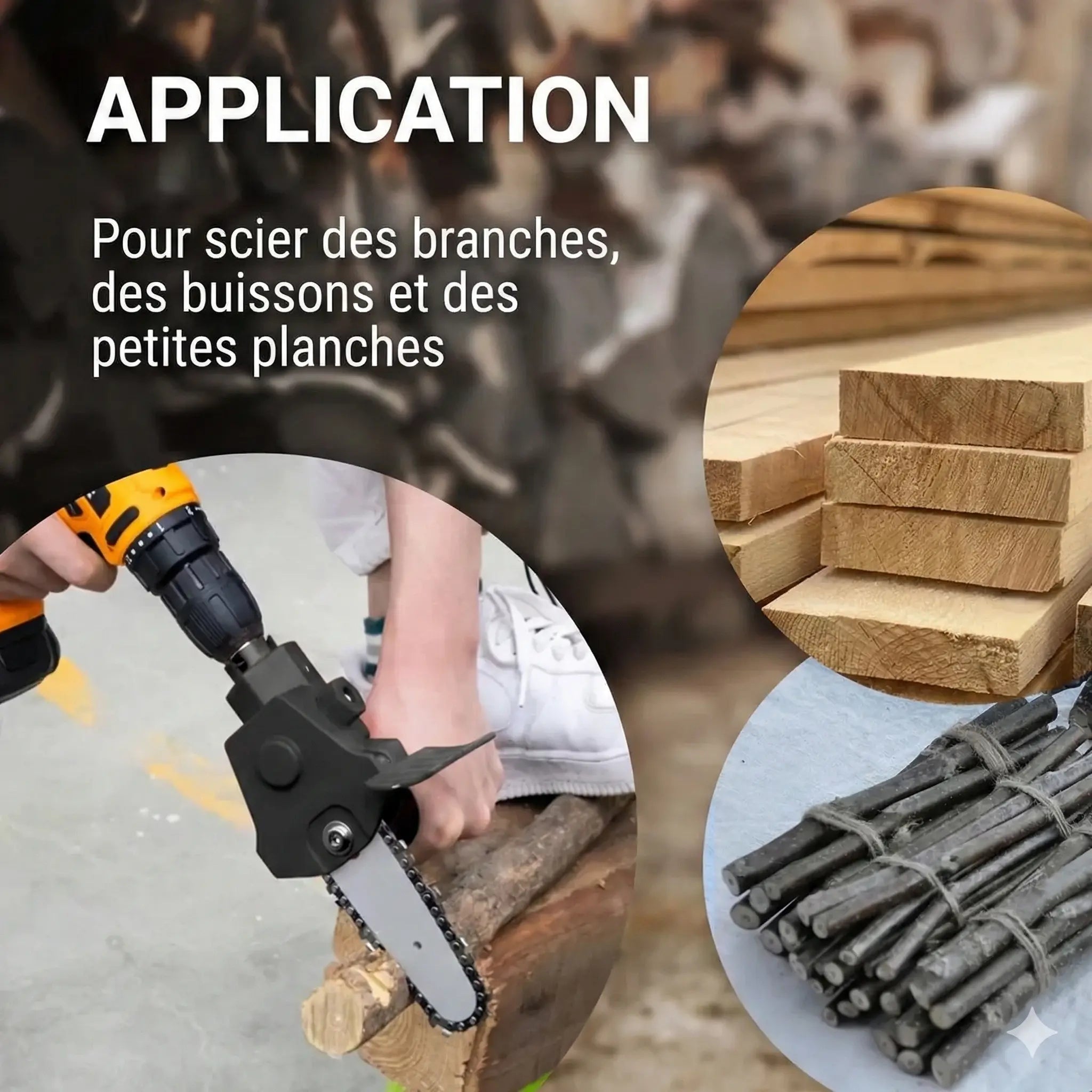 Accessoire tronçonneuse pour perceuse